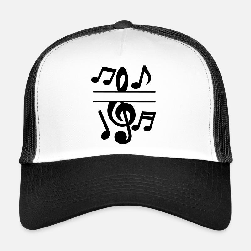 Music notes and key text banner Trucker Cap