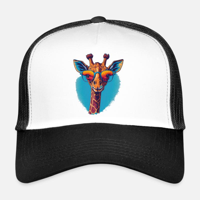 Girafe avec une vue dégagée - Casquette trucker  - blanc/noir