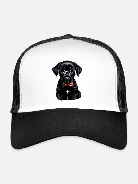 Chien - Casquette trucker  - blanc/noir - Devant