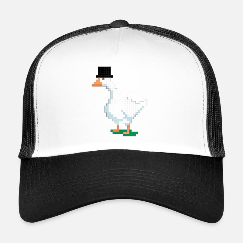 Duck with pixelated top hat Trucker Cap