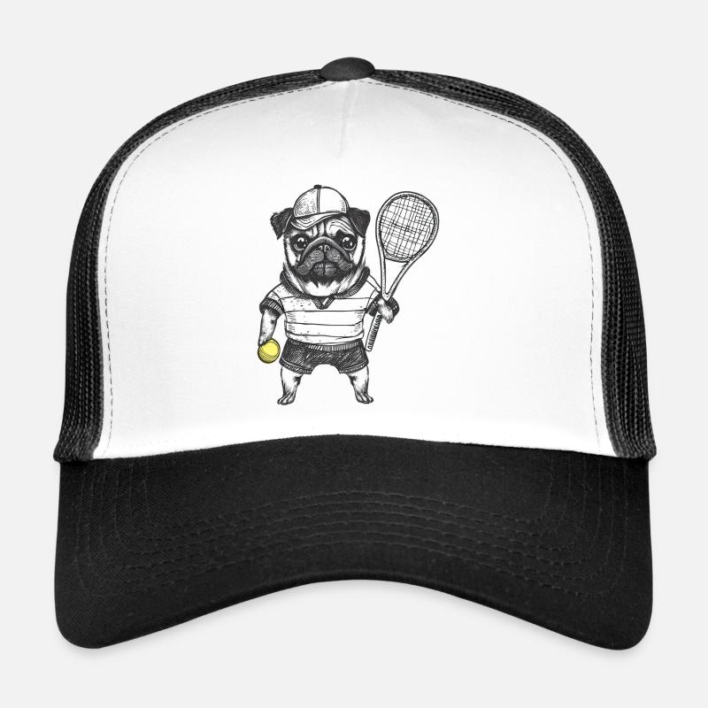 Tennis Pug Drawing Trucker Cap