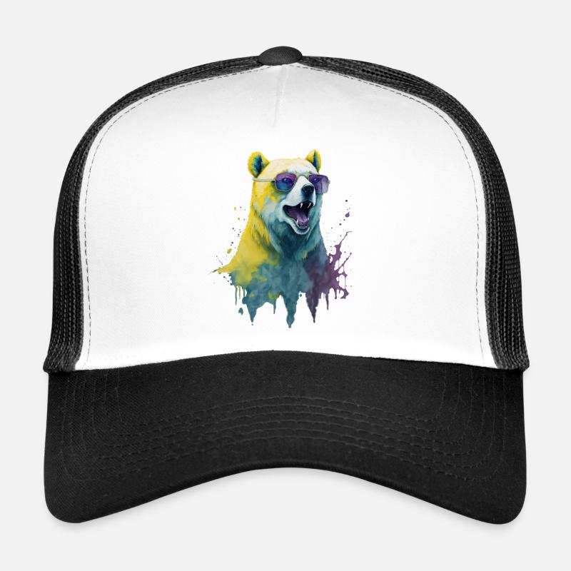 cooler Eisbär mit Sonnenbrille, Portrait Trucker Cap
