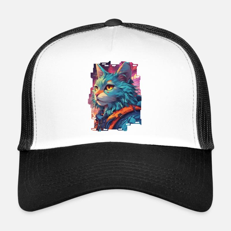 ChromePurr // Cyberpunk Cat Trucker Cap