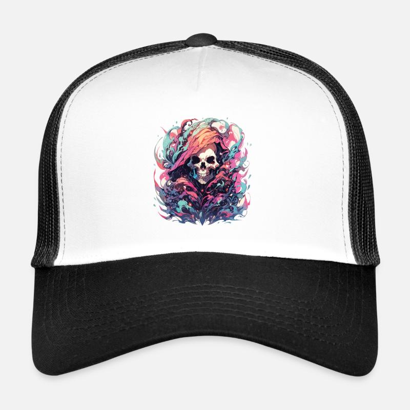 Totenkopf - Trucker Cap - Weiß/Schwarz