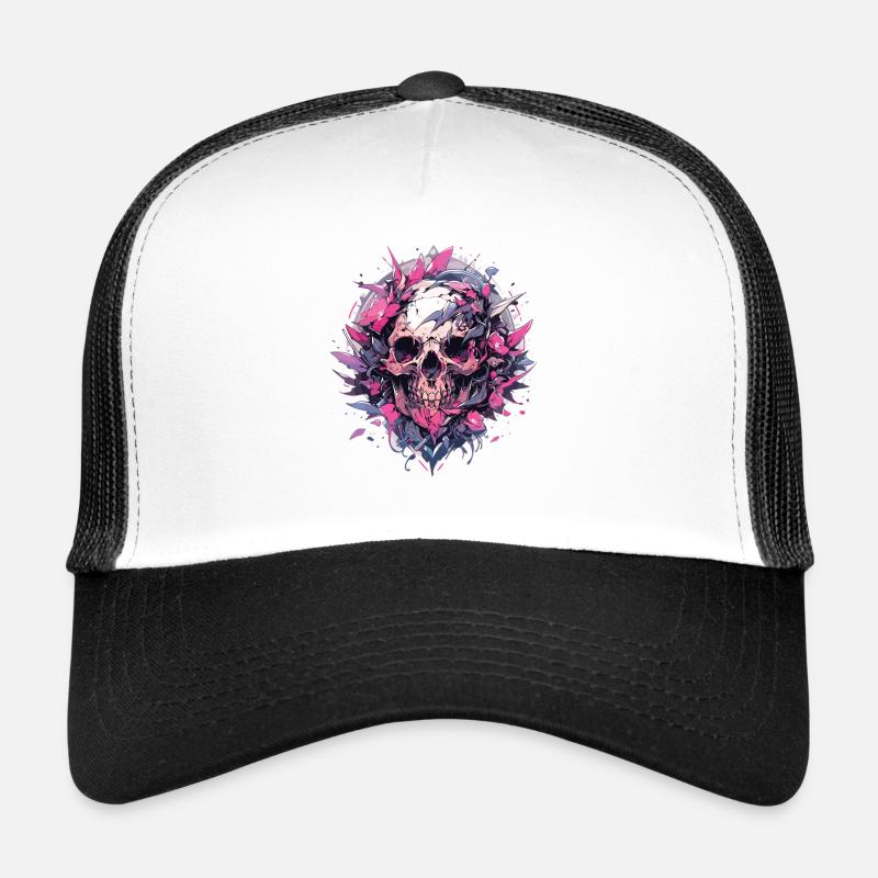 Totenkopf - Trucker Cap - Weiß/Schwarz