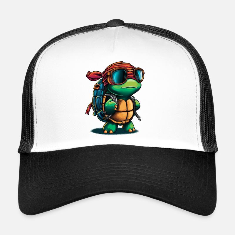 Adventure Turtle with Sunglasses and Backpack Trucker Cap