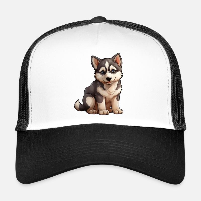 Kleiner silbener Husky - Trucker Cap - Weiß/Schwarz