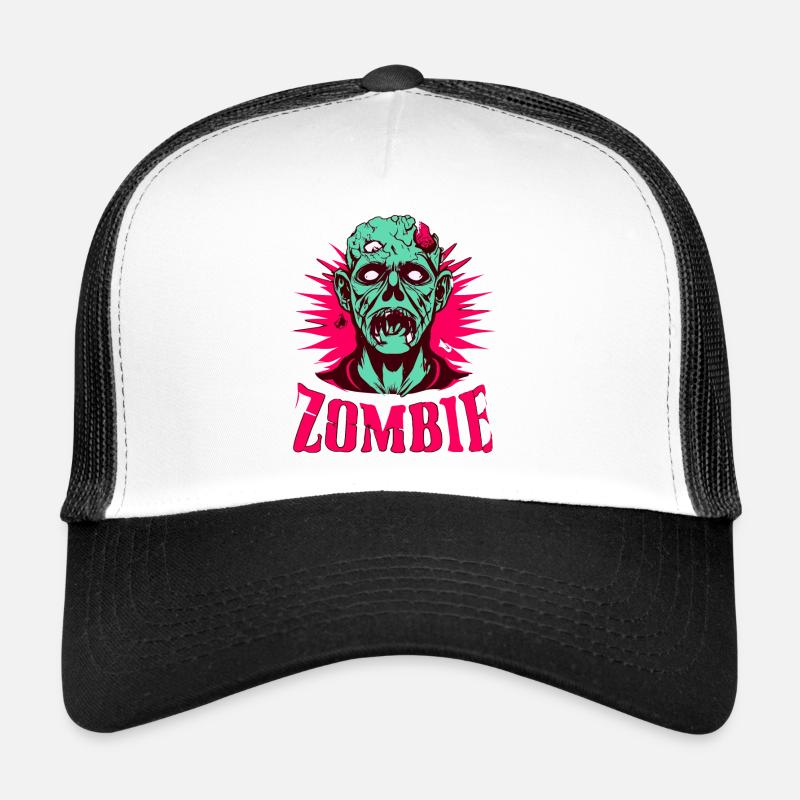 Neon Zombie Head Pop Art Trucker Cap