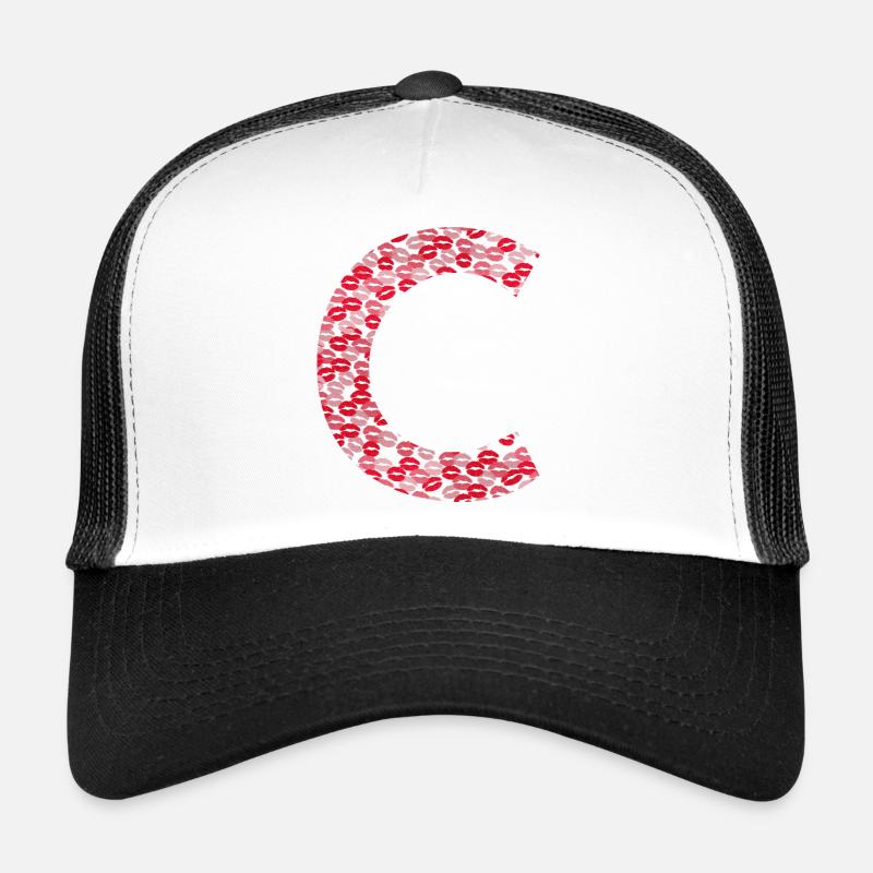 Letter C - Kiss tshirt - Trucker Cap - white/black