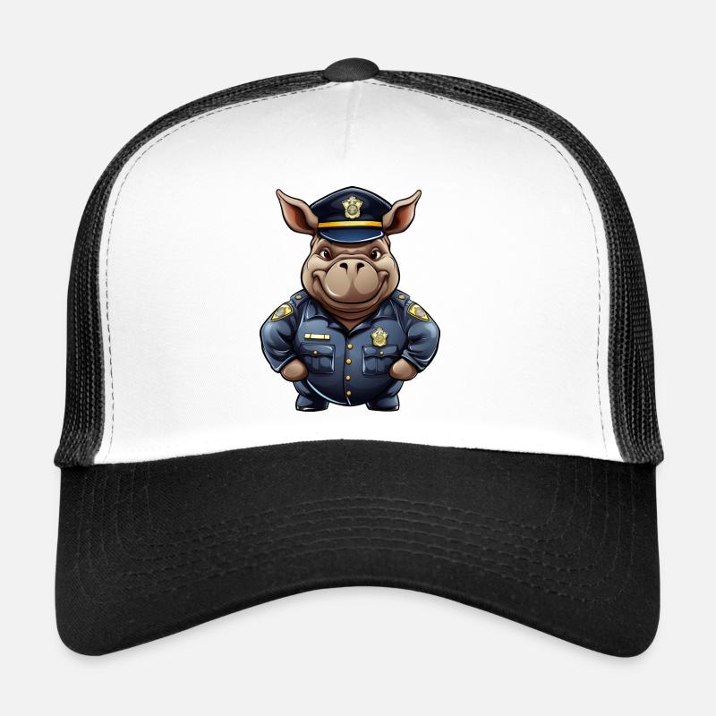 Hippopotamus Policeman Trucker Cap