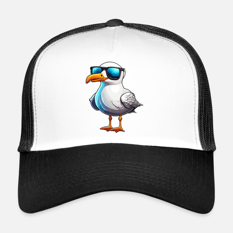 Möwe / Tier / Hafen / Vogel / Meer / Wasser - Trucker cap - hvid/sort