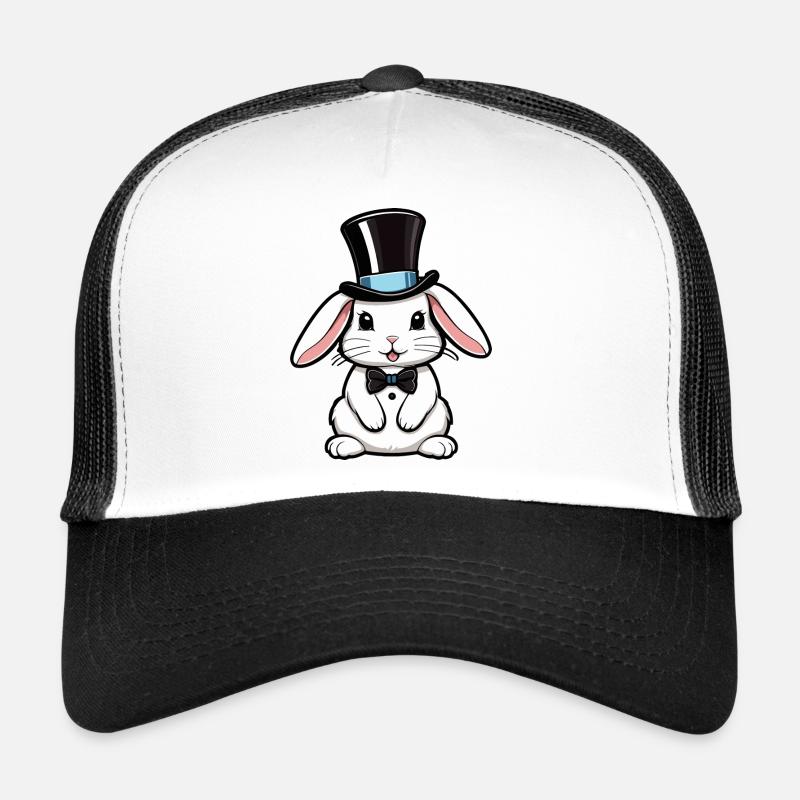 White Rabbit with a Hat and Bow Tie Trucker Cap