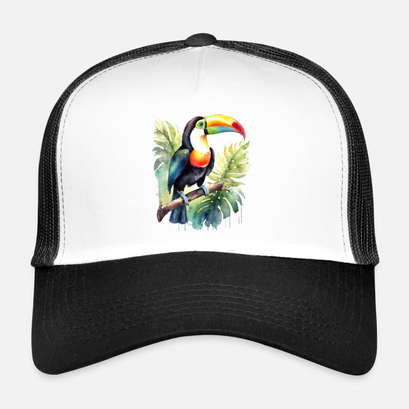 Aquarelle de Toucan - Casquette trucker  - blanc/noir