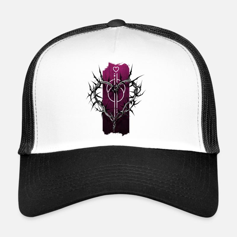 Love's Thorned Canopy: Heart-Shaped Branches Trucker Cap