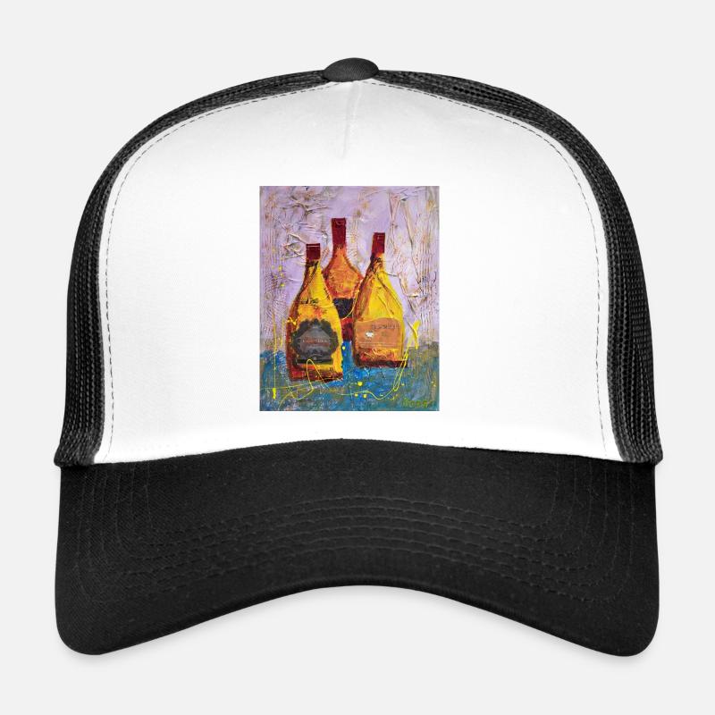 Abstrakte Weinetiketten Round Hill - Trucker Cap - Weiß/Schwarz