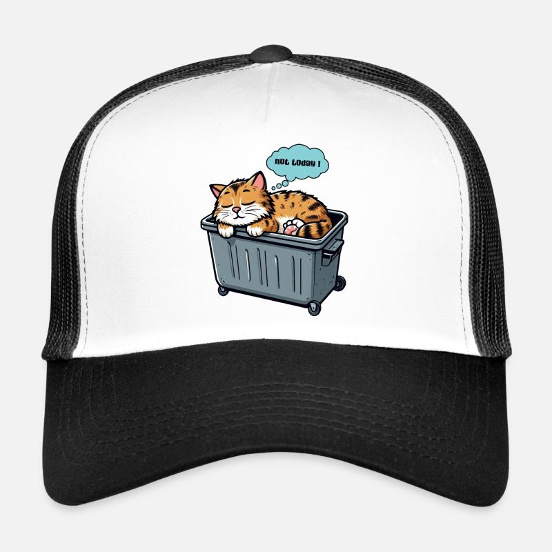 Not Today Cute Kawaii Cat Sleeping Official Sleep - Trucker Cap - white/black