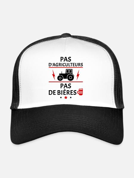 Pas d'agriculteurs, agriculture, tracteur - Casquette trucker  - blanc/noir - Devant