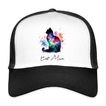 Cat Mum Cats Mom - Trucker Cap - white/black - Front
