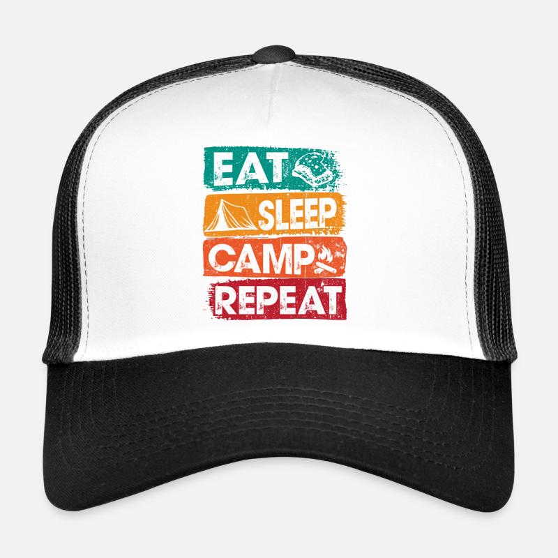 Eat Sleep Camp Repeat im Freien Trucker Cap
