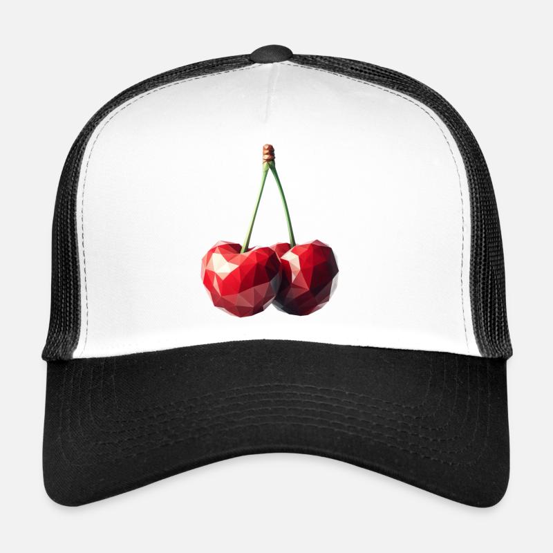 Cerises dans le style polygonal Casquette trucker 