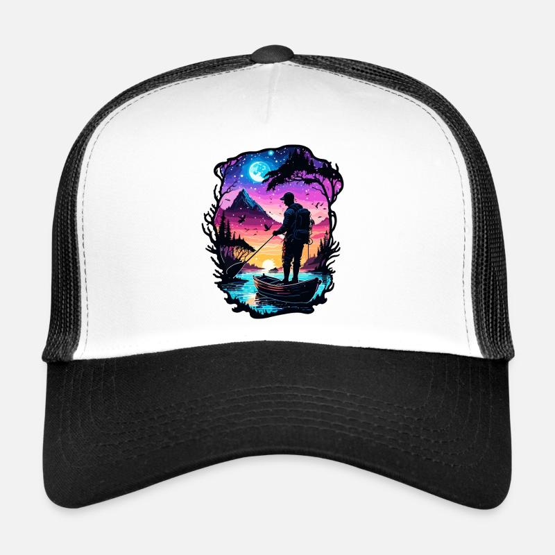 Pêcheur Siluette / Pêche / Poissons / Lac / Sport Casquette trucker 