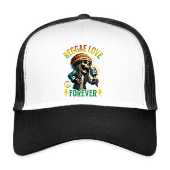 Reggae Love Forever Music - Trucker Cap - Weiß/Schwarz - Vorne