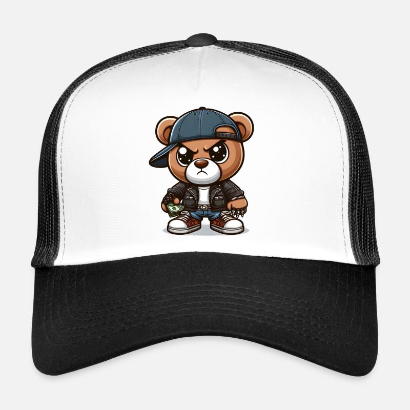 Gangsta-Bär - Trucker Cap - Weiß/Schwarz