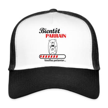 Bientôt Parrain, annonce grossesse, famille - Casquette trucker  - blanc/noir - Devant
