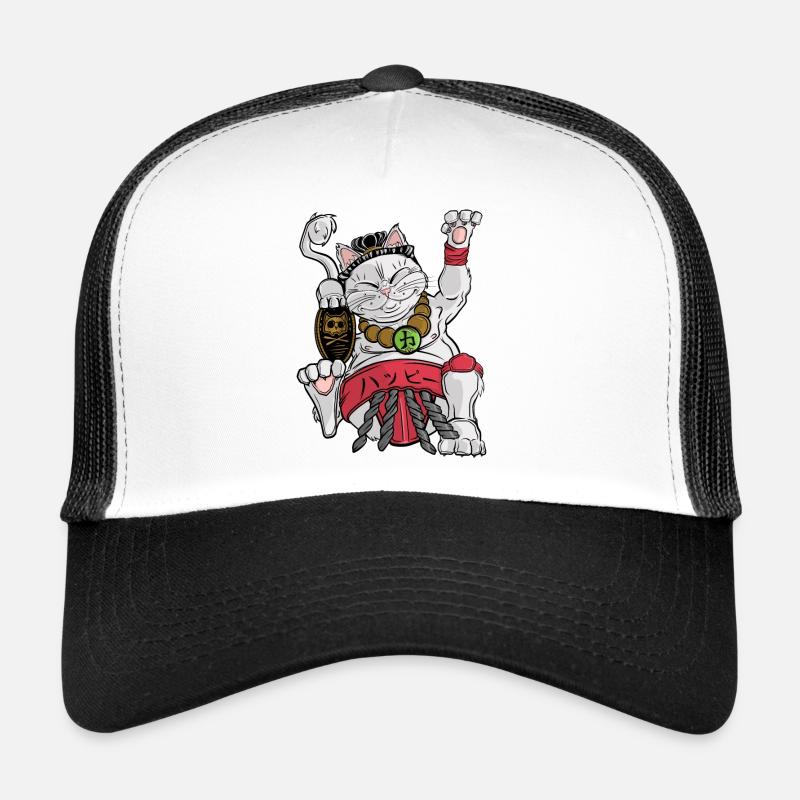 Maneki-neko Sumo - Trucker Cap - Weiß/Schwarz