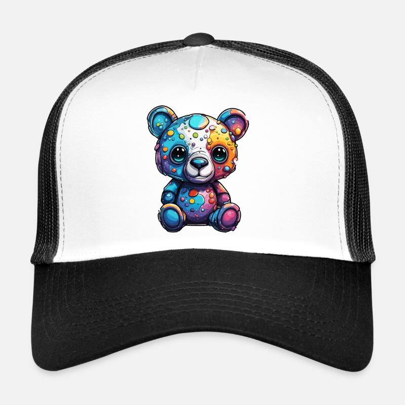 Teddy Bear / Cuddly Toy / Stuffed Animal / Gift Idea - Trucker Cap - white/black