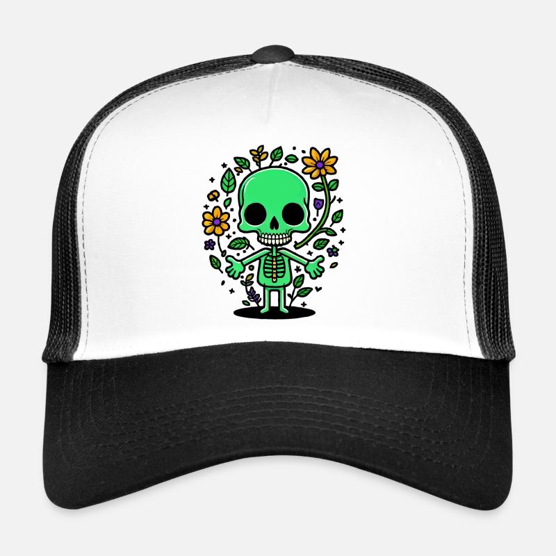Squelette - Casquette trucker  - blanc/noir