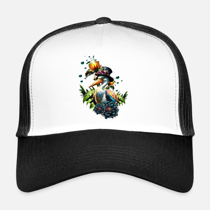 Pélican drôle avec chapeau steampunk Casquette trucker 