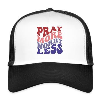 Priez plus Inquiétez-vous moins Priez Prière Verset biblique Jésus - Casquette trucker  - blanc/noir - Devant