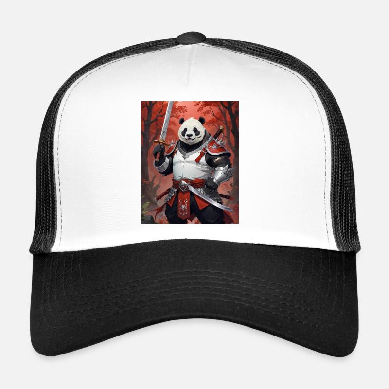 A monstrous behemoth beast a panda bear samurai Trucker Cap