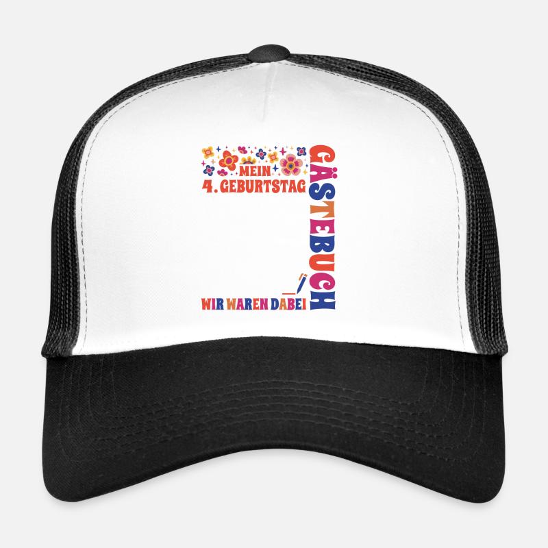 Gästebuch Mein 4. Geburtstag Blumen Jungen Mädchen Trucker Cap