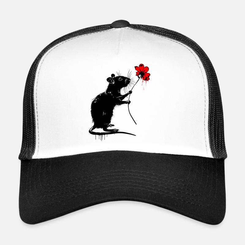 Rat with flower Trucker Cap