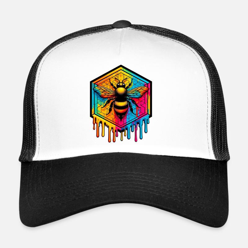 Biene - Trucker Cap - Weiß/Schwarz