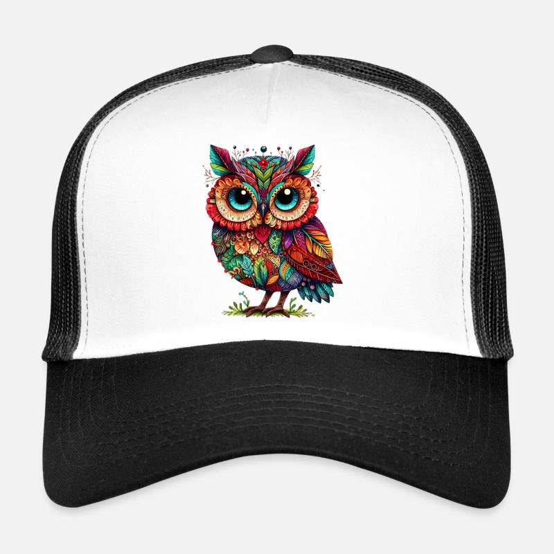 Eule - Trucker Cap - Weiß/Schwarz