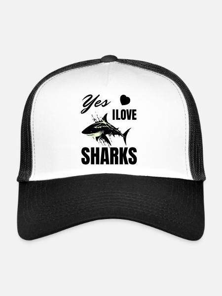 I Love Sharks - Funny Shark Motif for Shark Fans - Trucker Cap - white/black - Front