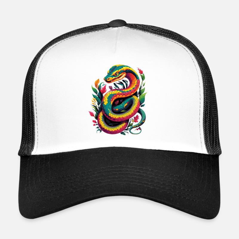 Mehrfarbige Schlange - Trucker Cap - Weiß/Schwarz