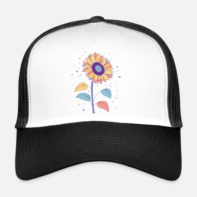 Sonnenblume - Trucker Cap - Weiß/Schwarz