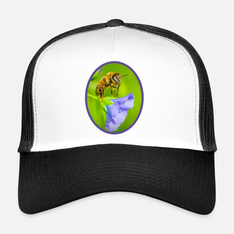 Abeille sur fleur violette - ovale Casquette trucker 