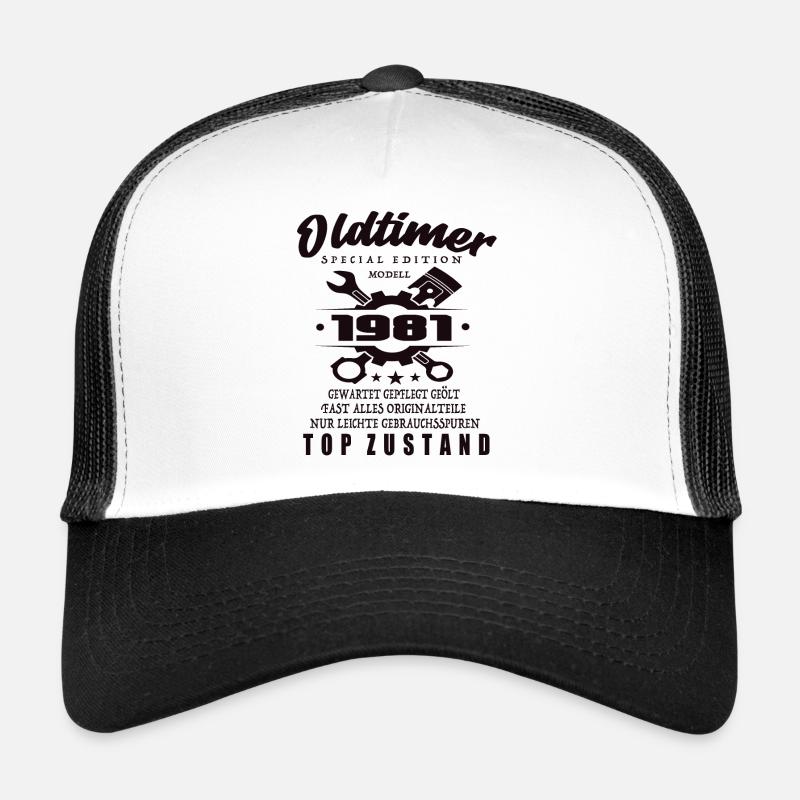 Oldtimer Special Edition Modell 1981 Geburtstag - Trucker Cap - Weiß/Schwarz
