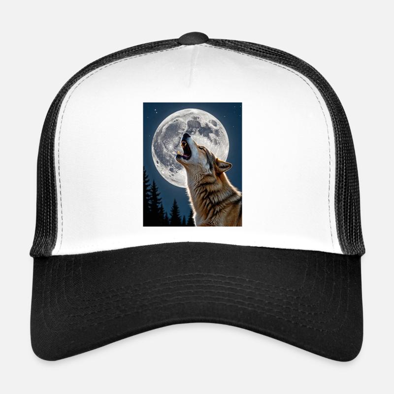 Howling Wolf Full Moon Moon Nature Epic Night Trucker Cap