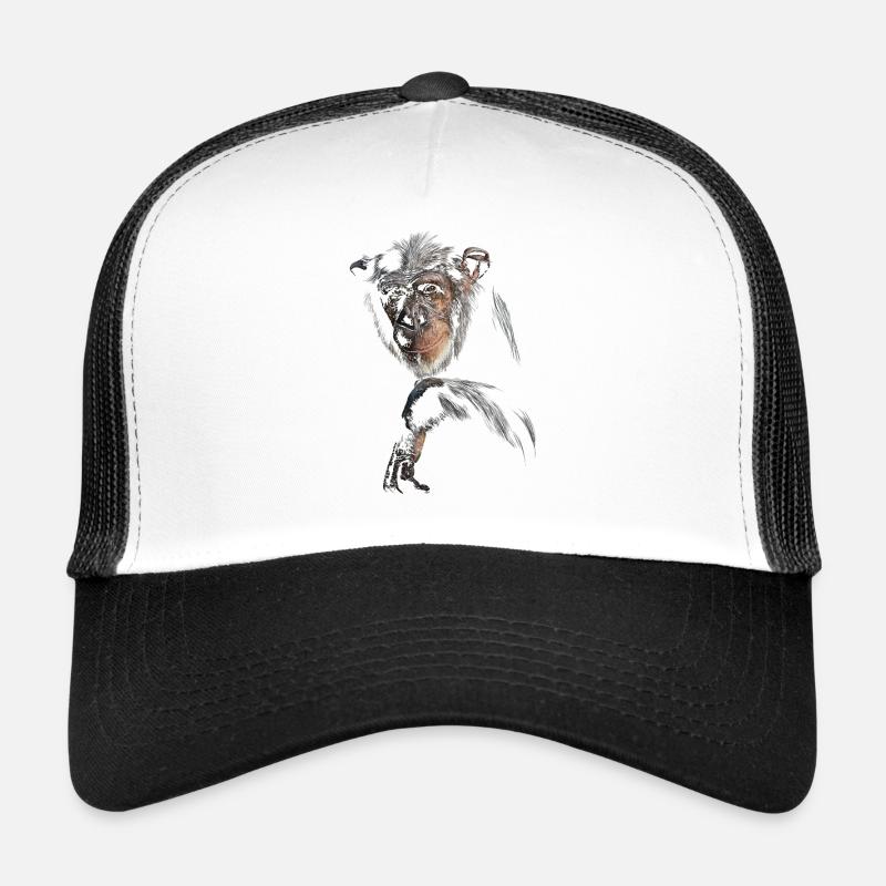 Schimpanse - Trucker Cap - Weiß/Schwarz