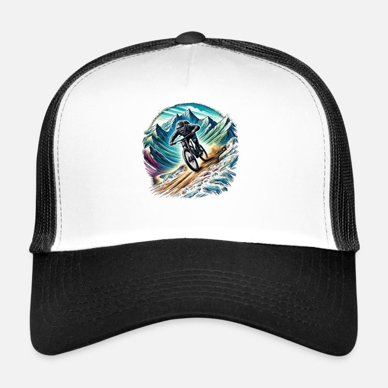 Mountain bikers in the mountains Trucker Cap