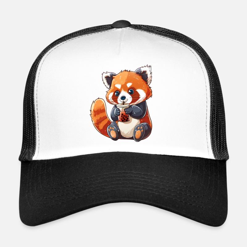 Roter Panda Kleiner Panda Bubble Tea Boba Tea - Trucker Cap - Weiß/Schwarz