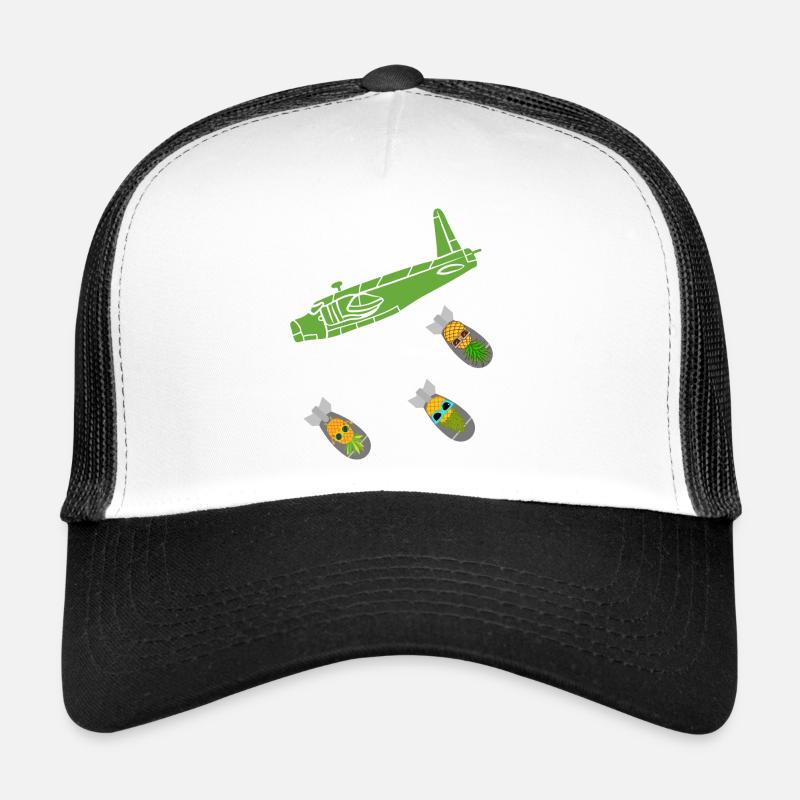 Green Pineapple Bomb Flugzeug - Trucker Cap - Weiß/Schwarz