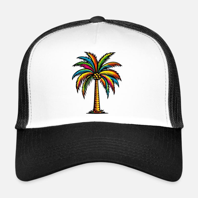 Palmier - Casquette trucker  - blanc/noir