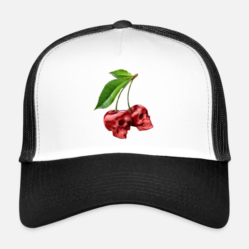 Kirschen Totenköpfe Kirsche Totenschädel - Trucker Cap - Weiß/Schwarz